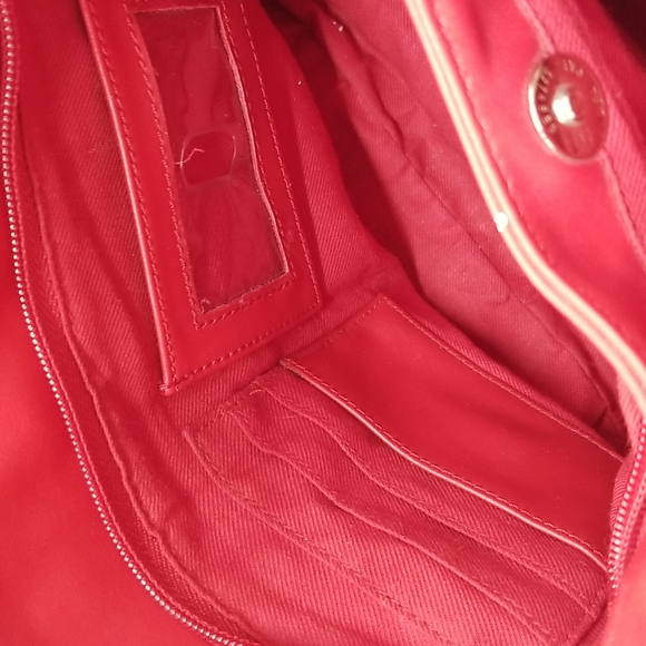 Nine West Red Cut Out Circle and Diamond Design Two Pocket Shoulder Bag Purse - Picture 6 of 11